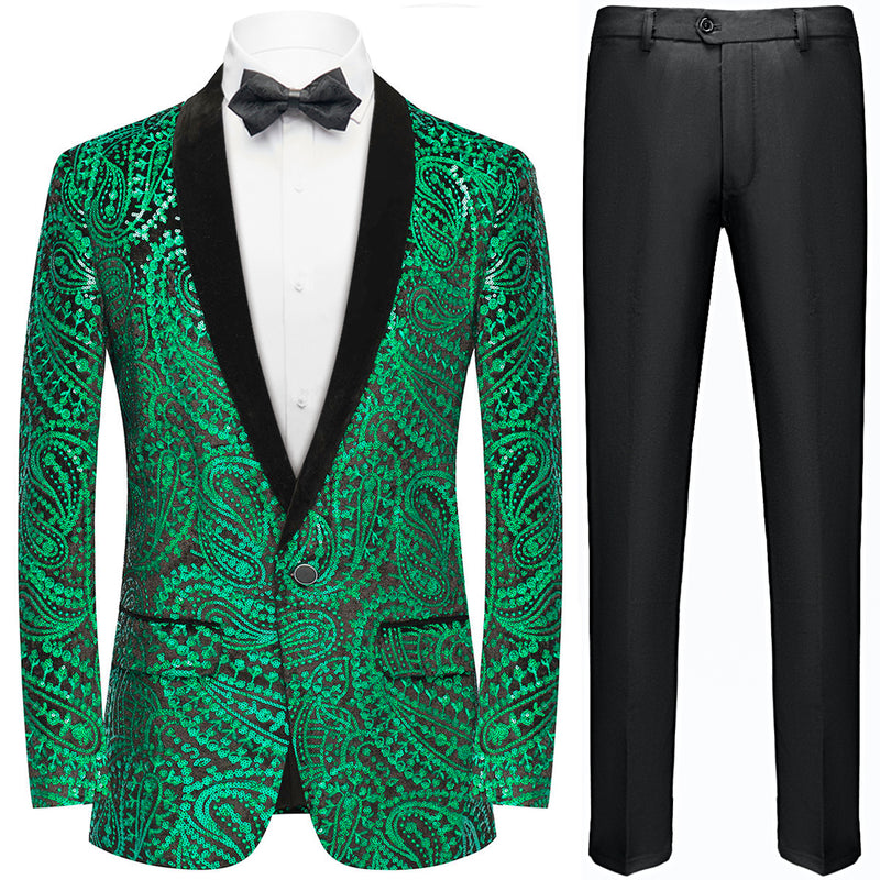Green Paisley Black Suit