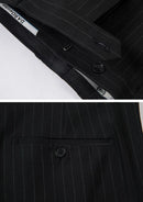 Costume décontracté noir deux pièces pour homme, col et rayures décoratives