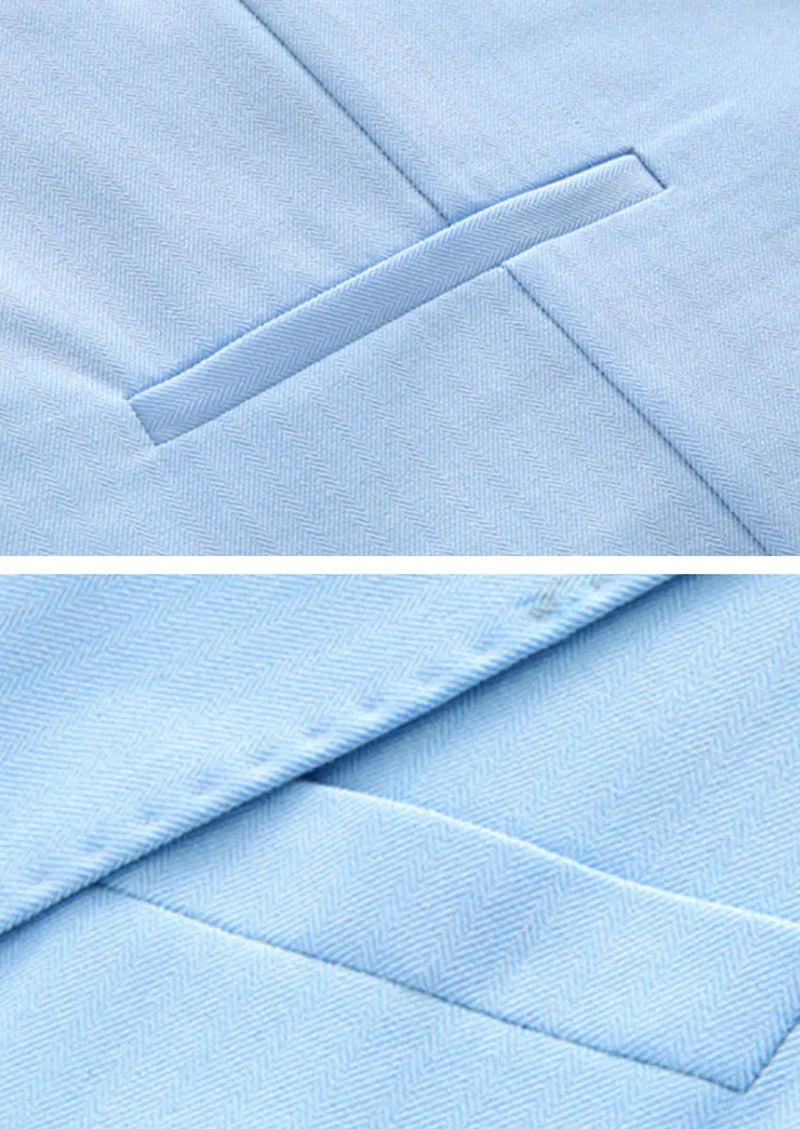 Costume 3 pièces pour homme, coupe slim, bleu clair classique et élégant