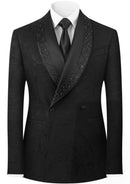 Black 2-Piece Floral Jacquard Tuxedo