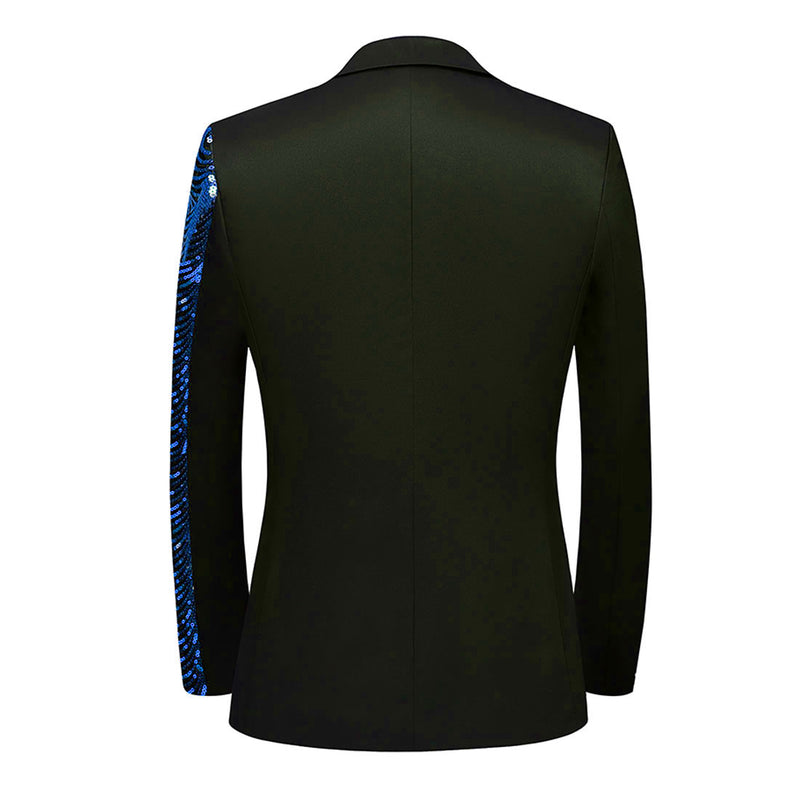 blue sequin black suit back