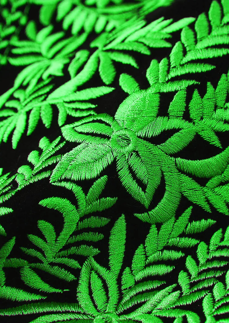 Men's Luxury Green Embroidered Black Velvet Tuxedo