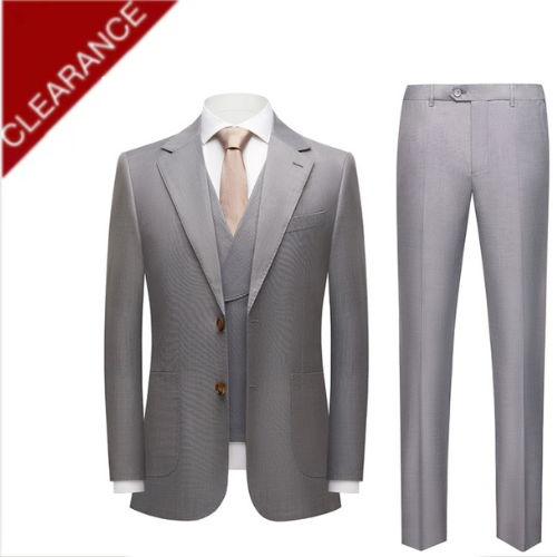 Men’s 3-Piece Classic Business Metallic Light Grey Suit