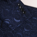 Men's 2-Piece Rose Jacquard Dark Blue Wedding Suit for Groom