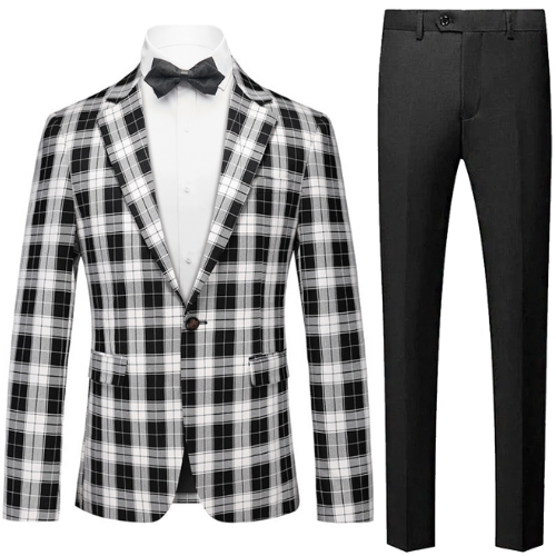 Black and White Check Suit