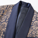 Gold Damask Navy Blue Suit details