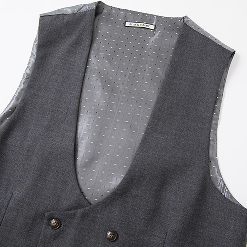 Plaid Grey Suit Vest - 2