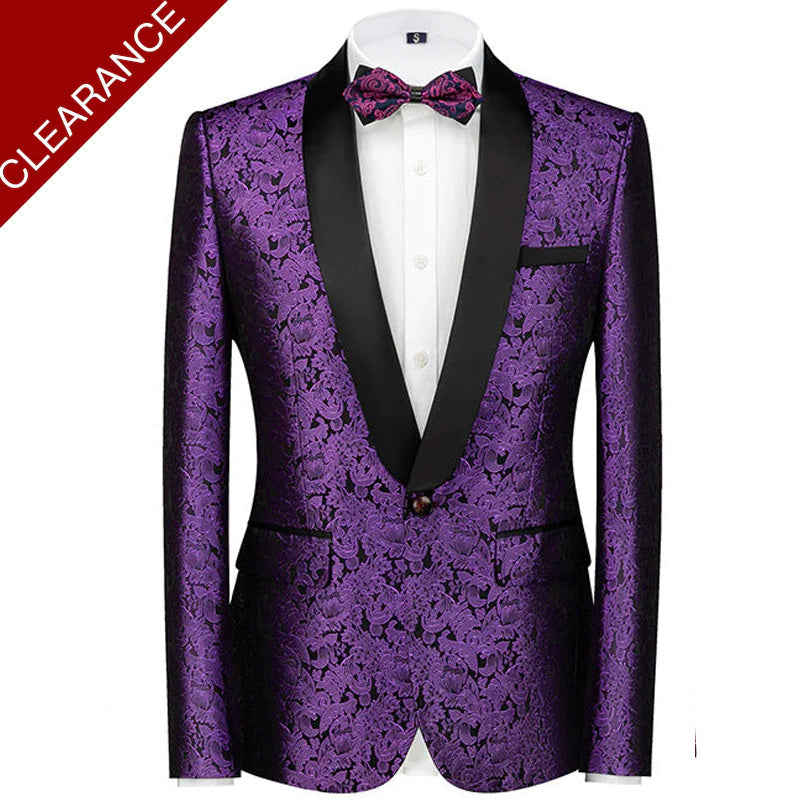 Mens Shawl Lapel Jacuard Dark Purple Tuxedo Only Jacket