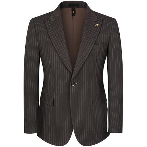 Striped Dark Brown Suit - 2