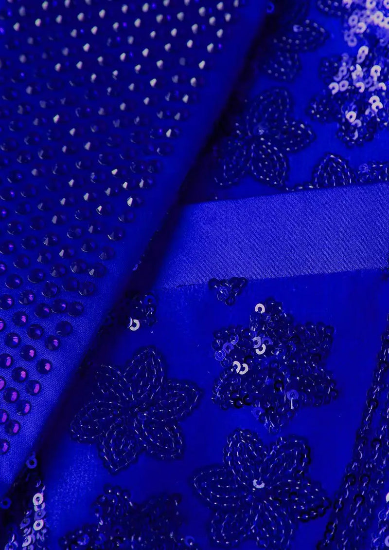 Men's Sequin Six-pointed Star Navy Luxury Tuxedo