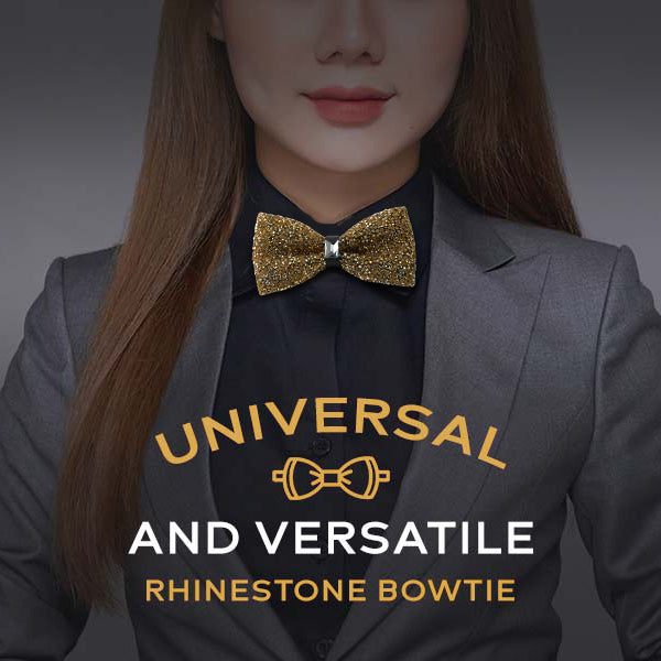 Rhinestone Gold Bow Ties for Men with Adjustable Length