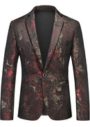 Chaqueta marrón ajustada con estampado abstracto de un botón para hombre