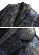 Veste homme coupe slim à un bouton, imprimé abstrait, bleu marine