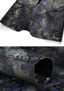 Veste homme coupe slim à un bouton, imprimé abstrait, bleu marine