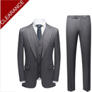 Traje gris ahumado de 3 piezas con rayas blancas sutiles para hombre