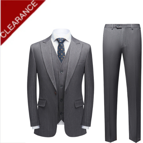 Men’s 3-Piece Subtile White Stripes Smoky Gray Suit