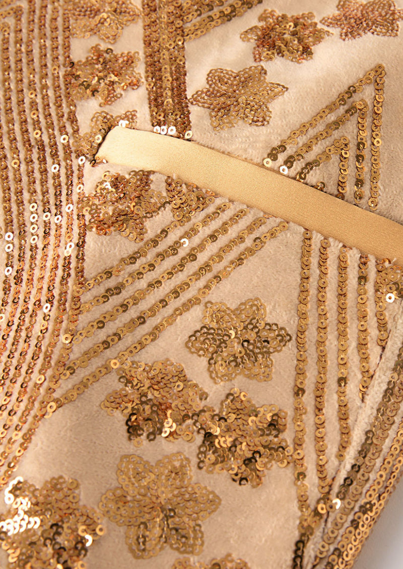 Men's  Sequin Six-pointed Star Golden Luxury Tuxedo