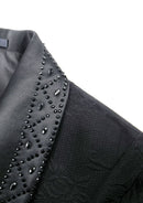 Black 2-Piece Floral Jacquard Tuxedo