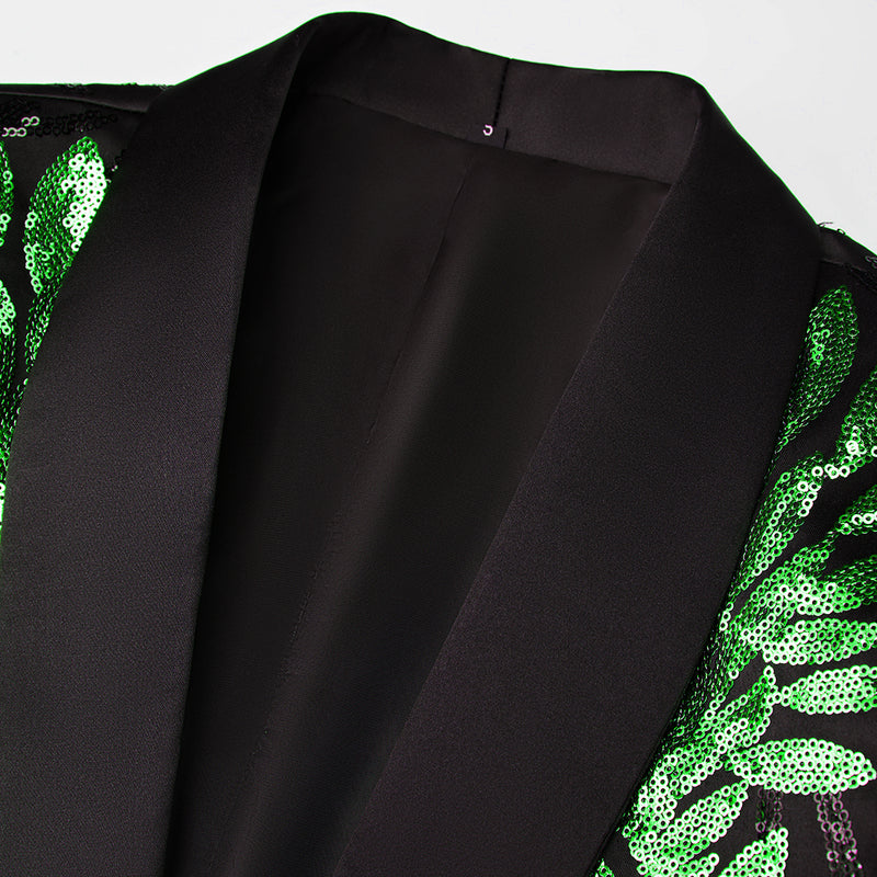 green sequin laurel black tuxedo - 2
