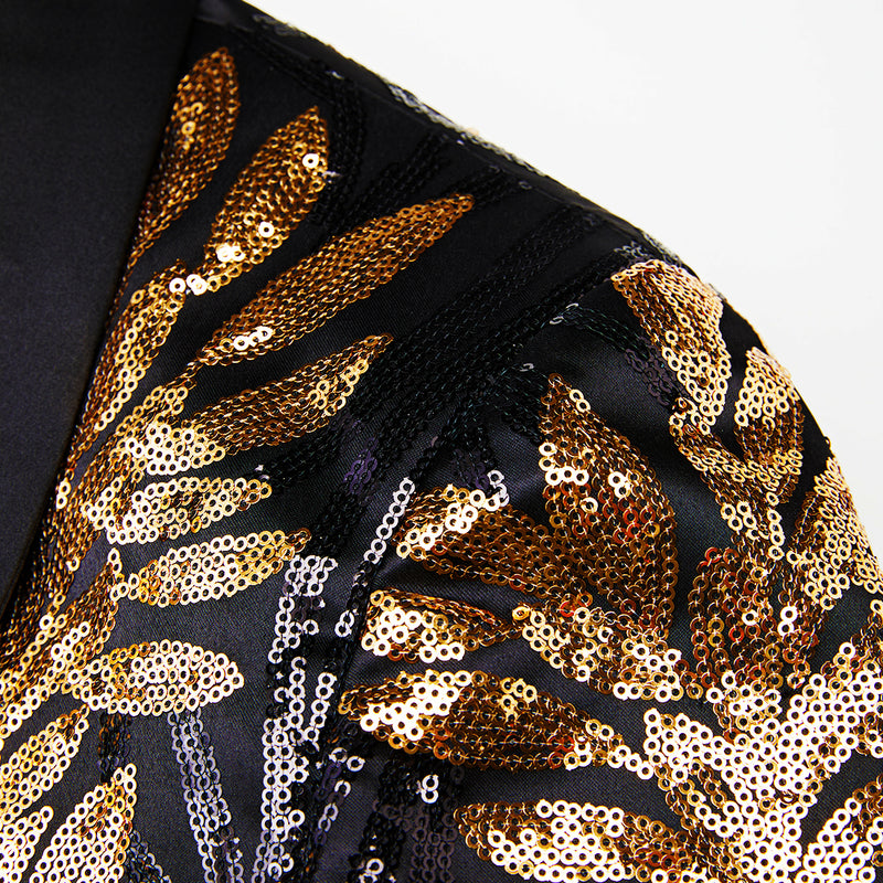 Golden Leaves Embroidery Tuxedo details