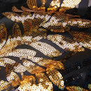 Men's 2-Piece Sequin Golden Leaves Embroidery Tuxedo