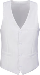 Traje de negocios blanco de tres piezas y un botón para hombre