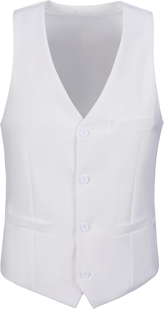 Men's Classic White Suit Vest Slim Fit Formal Waistcoat