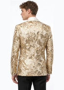 Men's Exquisite Shawl Lapel Floral Sequin Champagne Tuxedo Jacket