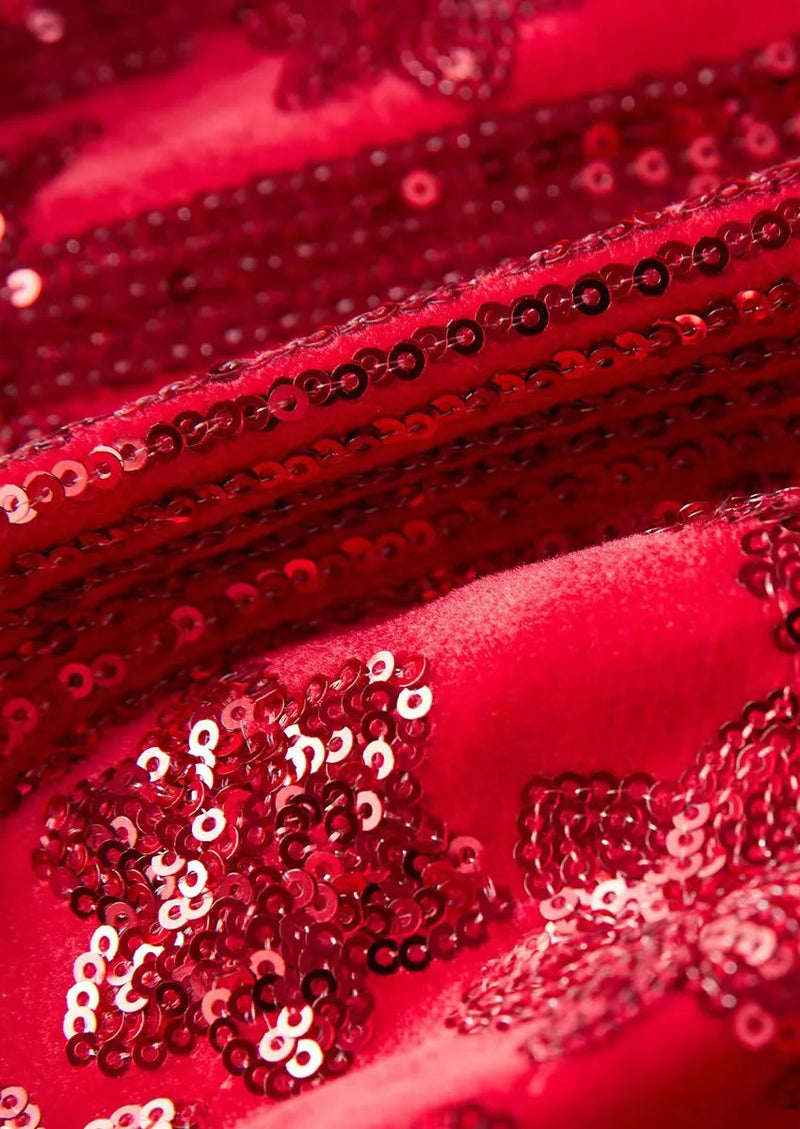 Men's Sequin Six-pointed Star Red Luxury Tuxedo