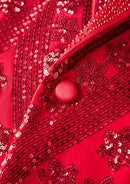 starry red sequin tuxedo