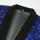 Veste de smoking à sequins bleu cachemire noir pour homme