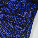 Veste de smoking à sequins bleu cachemire noir pour homme