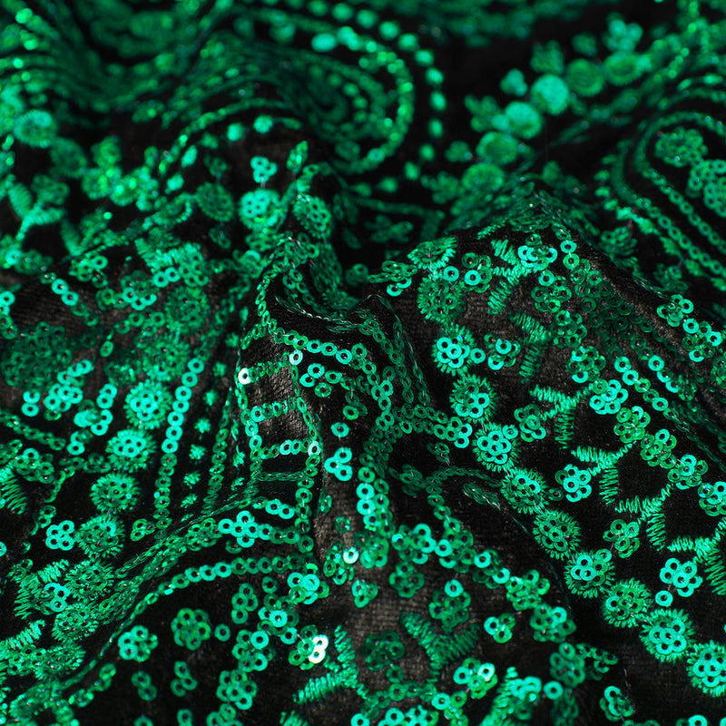 Green Paisley Black Suit details - 3