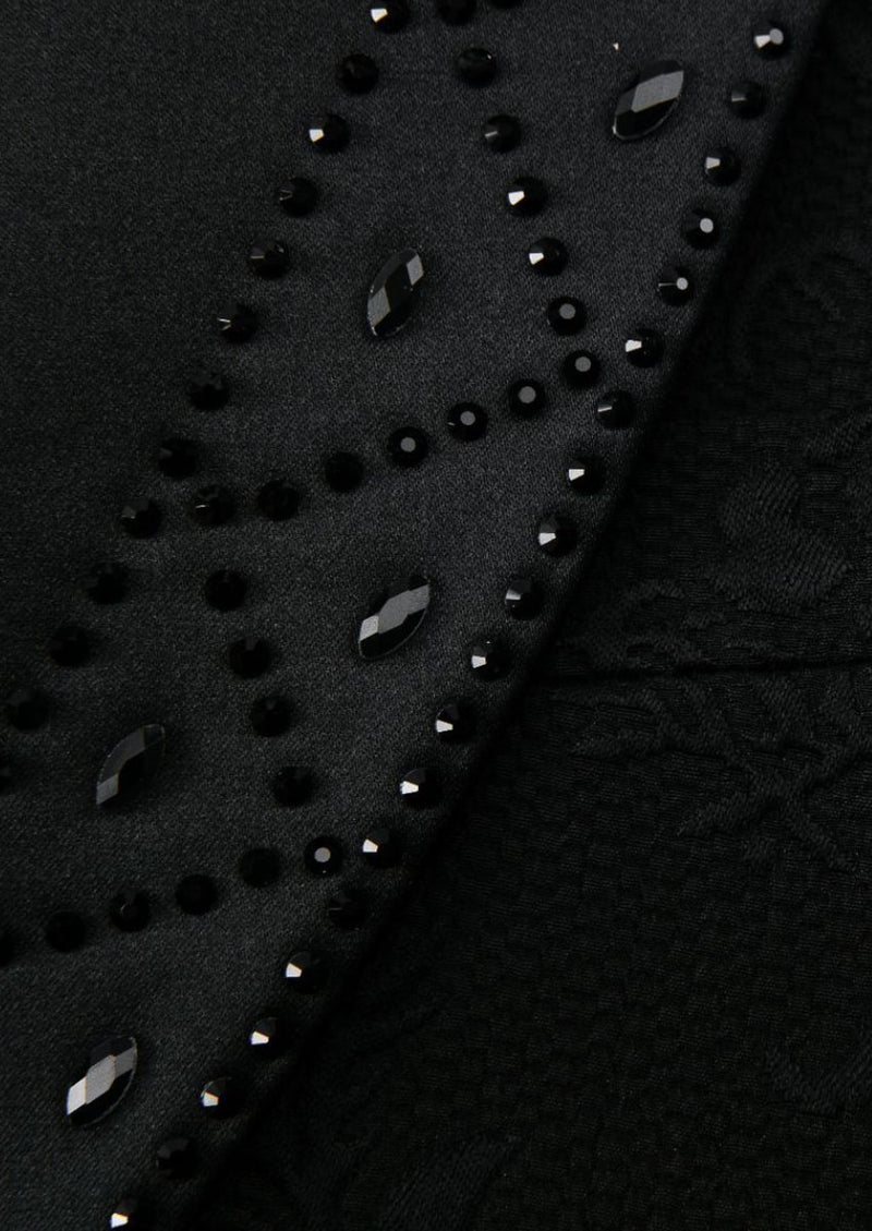 Men’s Black 2-Piece Jacquard Embroidered Tuxedo Set with Diamond Shawl Collar
