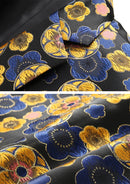 Blazer noir élégant à un bouton en jacquard floral doré pour homme