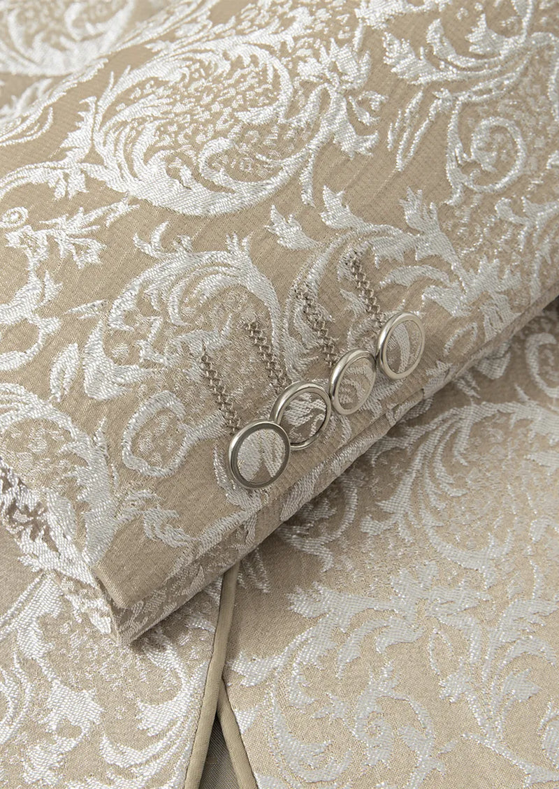 Costume de mariage 3 pièces pour homme en jacquard damassé champagne