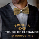 Rhinestone Gold Bow Ties for Men with Adjustable Length