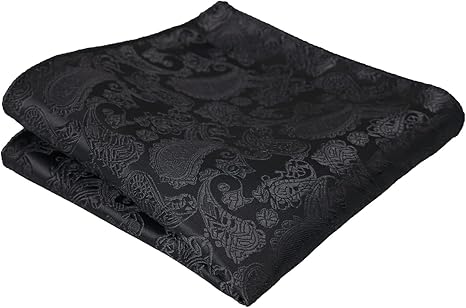 Men's Black Paisley Cashew Flower Bow-tie Cuff Pocket Towel