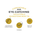 Rhinestone Gold Bow Ties for Men with Adjustable Length