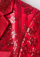 starry red sequin tuxedo