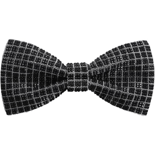 Rhinestone Black Plaid Bow Tie