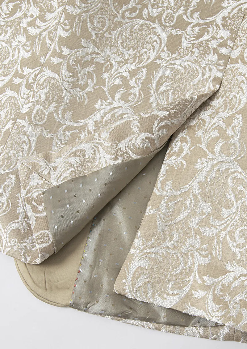 Costume de mariage 3 pièces pour homme en jacquard damassé champagne