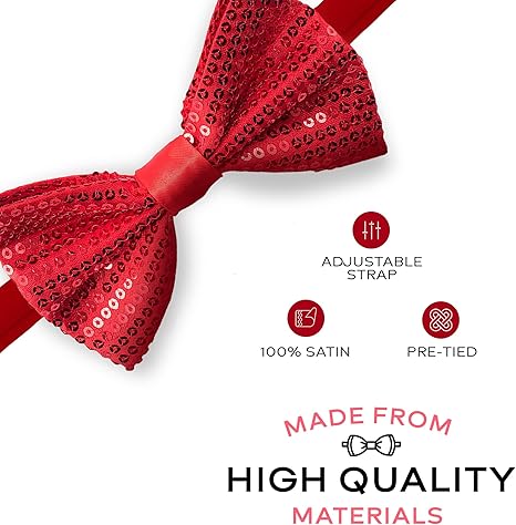 Fashion Sequins Red Bow Tie