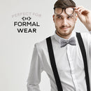 Rhinestone Silver Bow Ties for Men with Adjustable Length