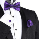 Serviette de poche pour homme à motif cachemire violet et fleurs de cajou avec nœud papillon et poignet