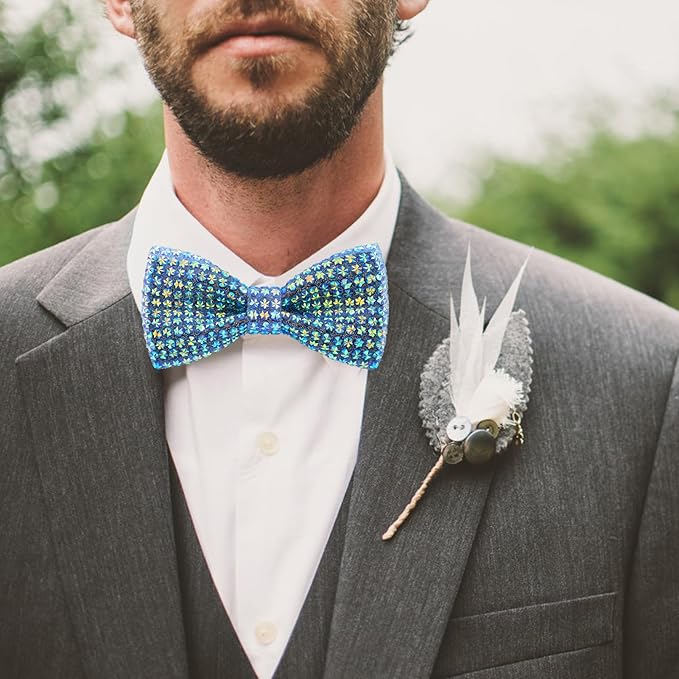 Rhinestone Blue Bow Tie