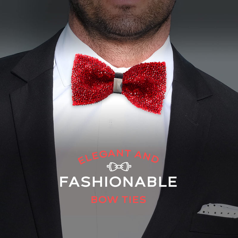 Rhinestone Red Bow Ties for Men with Adjustable Length