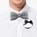 Rhinestone Silver Bow Ties for Men with Adjustable Length
