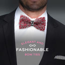 Rhinestone Carmine Bow Ties for Men with Adjustable Length