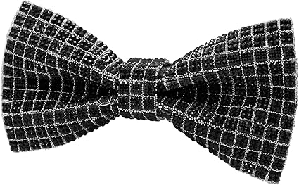 Rhinestone Black Plaid Bow Tie